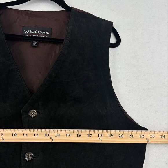 Wilsons Leather Vest Mens XL Black Suede Button Up Adjustable Back Strap Western - Picture 11 of 12